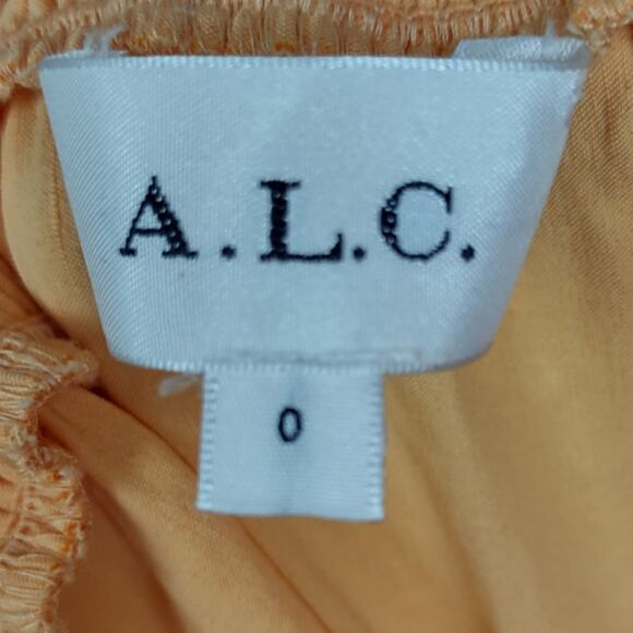 A.L.C. Adena Off-Shoulder Midi Linen Dress Puff Sleeve in Cantaloupe Size 0 - Picture 5 of 13